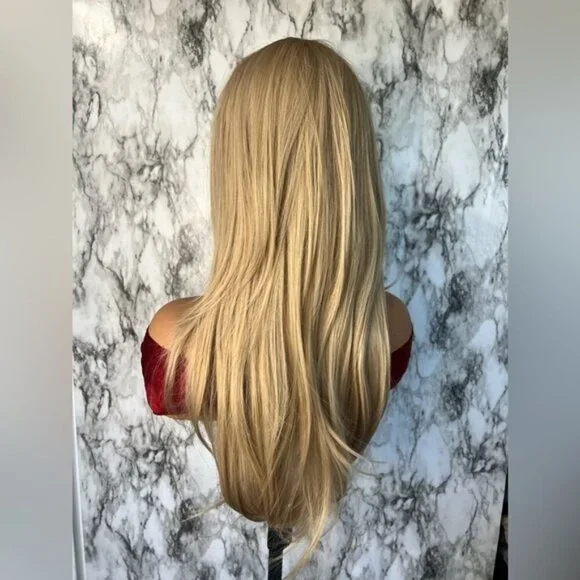 26 Inch Wavy Blonde wig Front Closure Lace for daily use